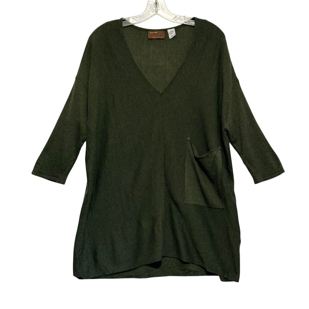 Kerisma Raven Dolman Sleeve Slouchy Boxy Knit Pullover Sweater Green Womens S M